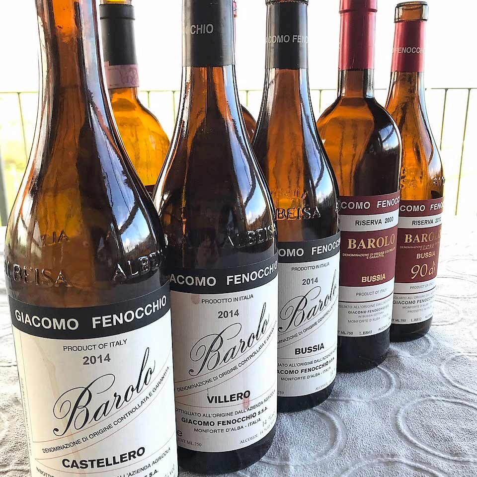Bouteilles de Barolo Giacomo Fenocchio dégustées par Patrick Moulène en Italie