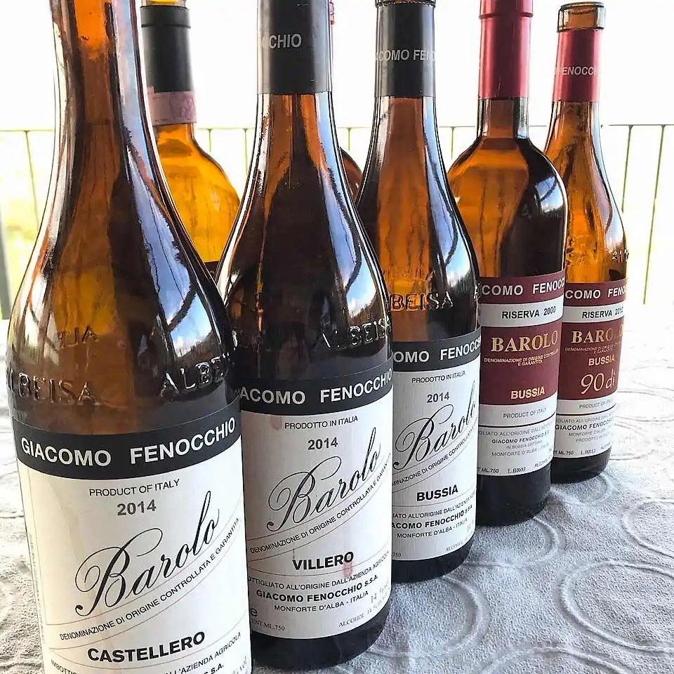 Bouteilles de Barolo Giacomo Fenocchio dégustées par Patrick Moulène en Italie