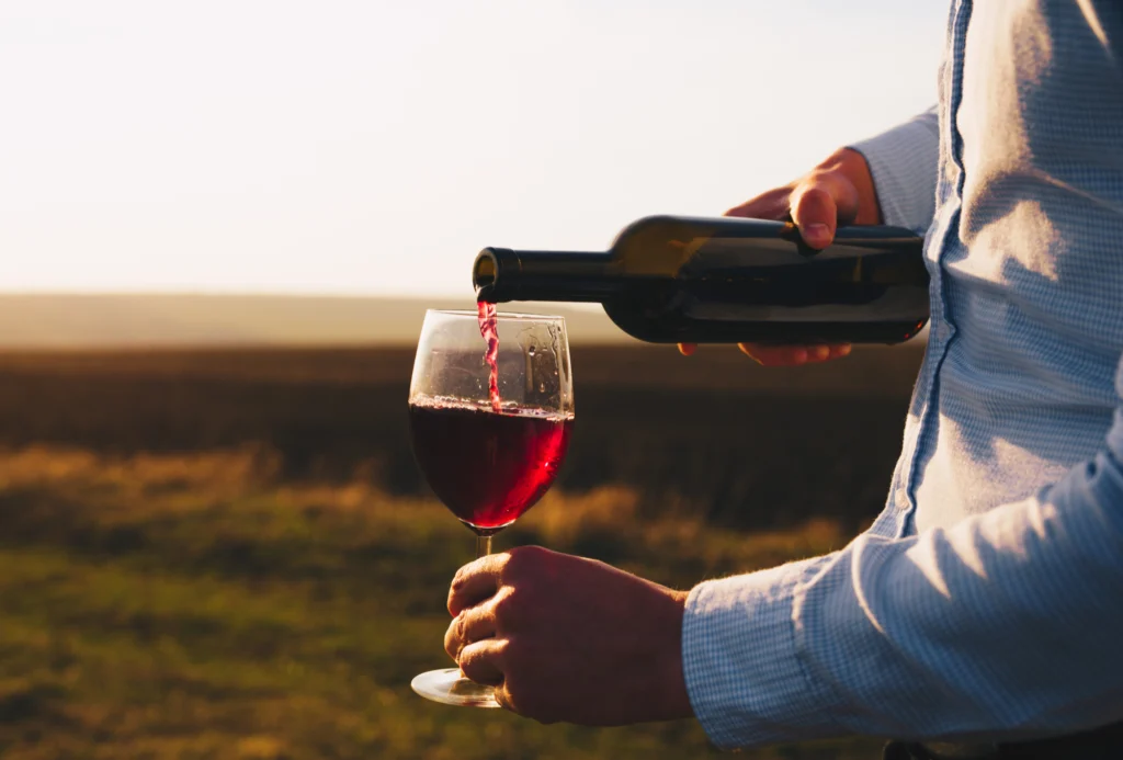 Vin fruité servi à table pour accompagner différents mets